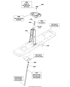 Steering Group Diagram and Parts List for 2691085-00 (107250040)(2012) Briggs and Stratton Lawn Tractor